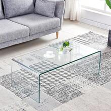 Glass Coffee Table Small Modern Clear Coffee Tables For Living Room Rectangle Tempered Glass Waterfall Sofa End Tables 39.4" X 19.7" X 13.78"H - Clear394 - View 4