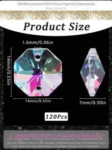 1 Packung 60 Stücke 14mm Kristallglas Oktagon Perlen mit 2 Löchern, bunte Prismen Perlen zum Großeinkauf, Ersatzteile für Kronleuchter, Facettierte Abstandshalter Perlen für DIY Hängeornamente und Schmuck