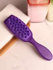 فرشاة شامبو ومشط ماساج فروة الرأس، فرشاة شعر سيليكون ذات مقبض طويل لتنشيط نمو الشعر وإزالة القشرة، لاستخدام المنزلي (وردي أسود بني أرجواني)، طقم تصفيف الشعر، طقم أدوات الشعر، أدوات تصفيف الشعر وإكسسوارات