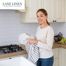 Juego de toallas de cocina y paños de cocina LANE LINEN - Paquete de 6 paños de cocina de algodón, 18"x 28", toallas suaves para la cocina, paños de té, toallas de cocina premium, toallas de limpieza de secado rápido - Negro - 06: Rojo - Ver 3