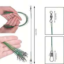 Steel Main Line 10/20 Cm Suitable For Catching Fish -4 Colors (Red/Silver/Black/Green) For Barracuda, Sea Bass, And Black Bass. Cut Resistant Fishing Set With Iron Plate And Rotating Sequins