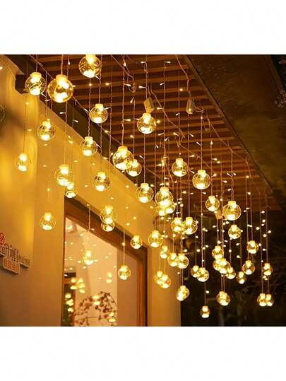 2025 New Wishing Ball LED Light String, With/Without Remote Control, 138 Inches, 8 Lighting Modes, 96 LEDs And 12 Wishing Balls, Suitable For Christmas, Valentine's Day, Weddings, Birthdays, Family Gatherings, Bedrooms, Party Decorations