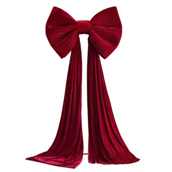 Decorazioni natalizie e per matrimoni. Decorazioni per feste con fiocco gigante bordeaux, larghe 0,5 m e con strascico lungo 2,6 m. Pareo in tessuto con nastri e piume, perfetto per compleanni, matrimoni, Natale e occasioni speciali, decorazioni natalizie | Eleganti accessori per feste | Fiocchi decorativi, decorazioni per matrimoni