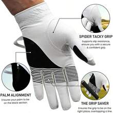 Grip Trainer Glove Beginner - Friendly Swing Training Aid Proper Fundamentals Guide Markings Right Grip, Position, And Swing Eliminate Slice Hook - Nam cỡ lớn + trái - Xem 5