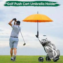 10L0L Heavy Duty Golf Push Cart Umbrella Holder Upgraded Aluminum Base 180 Degrees Adjustable Angle Golf Push Cart HolderUniversal For Stroller/Wheelchair/Bike - CarbonLeatherBlack - View 3
