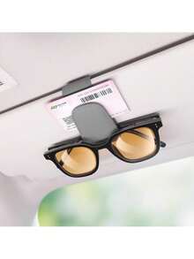 Multifunctional Car Clip Car Holder Leather Car Interior Visor Storage Box Car Clip Card Holder - Black - View 4