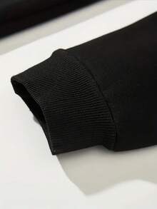 Simple Solid Hoodie Women Plus Size Y2K Gothic Insect Print Sweater - Oversized Fleece Lined Crew Neck Long Sleeve Pullover With Moth And Beetle Design, Soft Casual Winter Layering Sweater (Machine Washable) - Gray And Black All-Season Comfort, Fleece-Lined Warmth, Y2K Aesthetics, Plus Size Available, Fashionable Versatile Casual Clothing, Women's Plus Size Sweater - màu đen - Xem 6