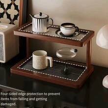 1 pièce Porte-gobelet organisateur, support rotatif de table pour tasse à café/thé - Rouge et Blanc - Voir 1