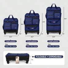 36" Collapsible Suitcases With Wheels,Expandable Foldable Luggage Bag With Hardshell Base Case,Large Capacity Rolling Travel Bagfor Home Storage & Trip,Handbags Hand Bag For Travel Back To School Business Outdoor Holiday Vacation Sport Sports Travel Essentials,For Storing Winter Clothes Fall Clothes Hand Bags Gym Bag - NAVY - 查看 7