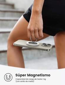 Lamicall Anillo Celular para mag, Anillo Magnetico Stand Ring Holder, Agarre Celular, Soporte para mag Accesorios, para 17 16 15 14 13 Serie, para mag Funda, - BLANCO - Ver 4