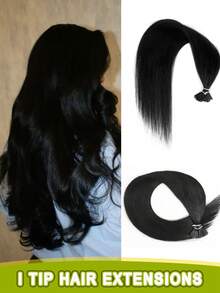 I-Tip Hair Extensions, Human Hair, I-Tip Hair Extensions - Invisible, Pre-Bonded Straight Fusion Hair Extensions, Unisex, I-Tip Hair Extensions, Human Hair Extensions, 1B Natural Black Straight Hair, I-Tip Keratin Hair Extensions, Invisible - Multicolor - View 46