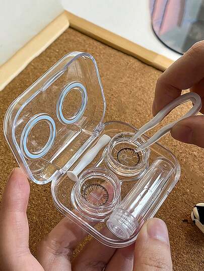2/1 Four In One Contact Lens Box With Complete Tools, Compact And Convenient, Makeup And Storage Tools, Simple And Elegant Contact Lens Box, Good Items For Back To School And Back To School Seasons, And Can Also Hold Myopia Contact Lenses
