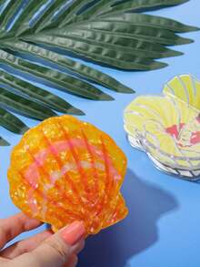 1 Piece Personalised Novelty Island Hawaii Local License Plate Hawaii Flower Shell Hair Claw Holiday Hair Clip Elegant Claw Clip Winter Hair Accessories Fashion Hair Clutch