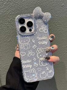 Sanrio 闪亮卡通猫咪手机壳 - 兼容苹果 17 Pro Max/16/15/14/13/12/11，新款蝴蝶结设计