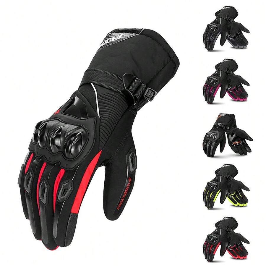 1 szt. Czarnofioletowe rękawice motocyklowe Zimowe rękawice do jazdy motocrossowej na świeżym powietrzu Ciepłe, wiatroszczelne, wodoodporne, pełne rękawiczki ochronne na motocykl Akcesoria rowerowe z ekranem dotykowym