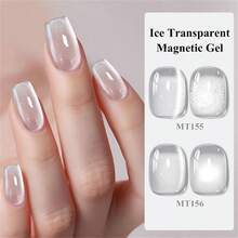 Mtssii 2瓶超亮磁性指甲油，果冻冰透明猫眼效果，LED可卸甲油胶，持久美甲用品，易于涂抹，沙龙美甲，DIY美甲UV LED灯油 - 彩色 - 查看 8