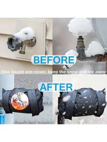 Outside Faucet Cover, Leather Faucet Freeze Protection Cover, Lined With Thickened Cotton, Outdoor Garden Faucet Freeze Protection, It Not Only Prevents Freezing, But Also Prevents The Faucet From Being Attacked By Rain And Snow, Prolonging Its Service Life - Black - View 3