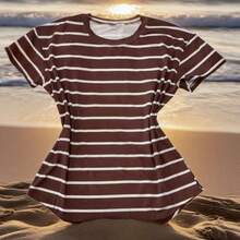 camiseda   fefenino Listrado    Nenhum    Férias  Praia  Diário - Café - Visão 4