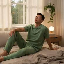 Plus Size Men Loungewear Tops - Olive Green - View 2