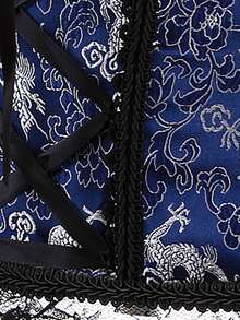 Jutrisujo Blue Corsets Bustier For Women With Sleeves Zipper Basques Lace Lingerie Top Plus Size Gothic Renaissance Halloween Costumes - 8108-Blue - 查看 6