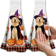 Halloween Puppy Hanging Kitchen Towels With Loop, Set Of 2 - Soft & Super Absorbent Microfiber Decorative Hanging Dish & Hand Towel, Tea, Coffee Towel For Kitchen Bathroom Oven Handlehalloween - bóng ma - Xem 9