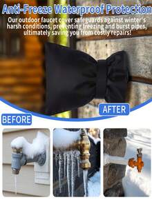 1 pieza Cubierta de grifo de estilo vintage para exteriores - Protección contra congelación con franja reflectante, protector de grifo aislado de poliéster universal antihielo con accesorios de instalación, se ajusta a conectores de Norteamérica, compatible con válvulas de caja de tinta, superficie sin terminar