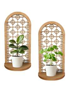 1/2pcs Gothic Cathedral Window Crystal Treasures Plants And Candles Wood Shelf,Wall Monted Wooden Candle Holder,Floating Home Decor Shelf,Bedroom Kitchen Living Room Wall Art Shelf,Small Objects Display Rack,Christmas Decorations,Halloween Candle Shelf Decor - Multicolor - View 8