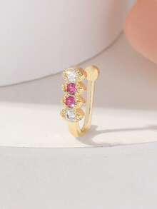 1pc Fashionable Rhinestone Studded Nose Ring, Adjustable Nose Piercing Jewelry For Party, Daily Wear