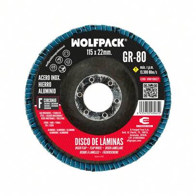  Disco abrasivo in zirconio inox WOLFPACK PROFESSIONAL LINE - Plus 115x22 mm. grana 80
