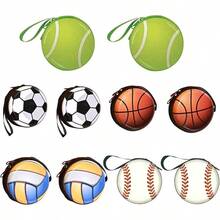 Monedero para Nios, 10 Piezas Zero Wallet Cartoon Esfrica Monedero, Diseo con Cremallera, Adecuado para Nios, Adolescentes Aficionados al Deporte, Viene con un Llavero - inicial - Ver 1