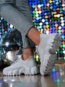 ​Women's Light Gray Wide Width Walkers - Roomy Design With Wave Sole For All-Day Wear, Year-Round Shoes For Women​ - Xám - Xem 5