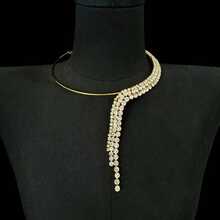 1pc Glamorous Zirconia Sparkling Drop Open Choker, Suitable For Parties, Ball, Weddings - Water Drop - View 8