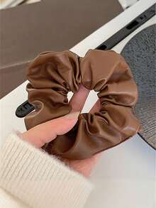 1pc/4pcs Women's Multicolor Autumn/Winter PU Leather Scrunchies, Elegant Hair Ties For Ponytail, Gift For Christmas, Holiday, Daily Use ,Makeup Hair Accessories Head Accessories Elastic Band - Multicolor - View 8