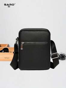 男士 PU 皮革单肩包，大容量斜挎包，时尚休闲工作周末旅行邮差包