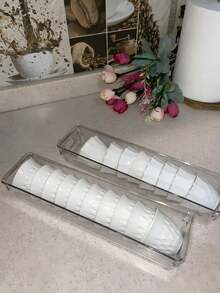 1/4件装厨房餐具收纳盒、桌面抽屉收纳盒、家用文具杂物整理透明分格化妆品盒、蔬果冰箱抽屉收纳盒 - 彩色 - 查看 8