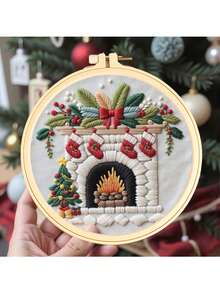 1 Set DIY Embroidery Kit With Plastic Embroidery Hoop, Christmas Gift Embroidery Wall Hanging Decor, Random Color Embroidery Frame