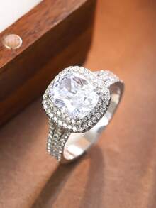 1 anel de diamante em prata S925 com moissanita, elegante e luxuoso, adequado para casamento, festa, feriado e presente de aniversário, presente de Dia dos Namorados para amigos e casais