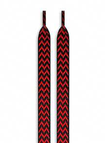 New Skateboard Shoes Contrast Color Wavy Shoelaces, Flat Widened Polyester Shoelaces, Colorful Wavy Pattern Shoelaces