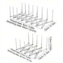 1-Pack Stainless Steel Telescopic Racks, Multi-Purpose Expandable Organizer For Dishes, Bowls, Utensils, Cutlery, Scoops, And Tableware Storage