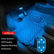 CyberDyer 2 szt. bezprzewodowe oświetlenie wewnętrzne LED do samochodu, 2 kolory oświetlenia wewnętrznego z 6 jasnymi koralikami LED, przenośna, ładowalna przez USB, dotykowa lampka nocna LED do wnętrza samochodu, dekoracja, akcesoria samochodowe, regały, szafki nocne, szafy