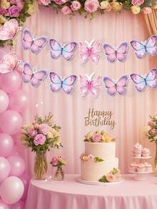 1 Set Schmetterling Hängebanner, Baby-Shower Banner, Baby-Shower Mädchen Wimpelkette Kranz Deko, Geburtstags Party Banner, Taufe Dekoration, Gender Reveal Deko, 1. Geburtstag Deko, Schmetterling Geburtstags Party Hintergrund Dekoration, Neugeborenen Baby Familien Party Zubehör, Geburtstags Hänge Ornamente