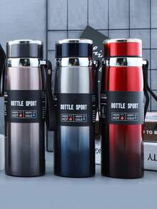 زجاجة ماء من الفولاذ المقاوم للصدأ سعة كبيرة، زجاجة ماء محفوظة للمشروبات الساخنة والباردة، مناسبة للأطفال والبالغين، للرياضة والخارج والمكتب والسفر