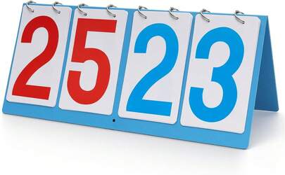 TTeebmi Scoreboard Score Keeper Flip Flipper, Waterproof Plastic Cards, Premium Manual Score Board For Cornhole, Basketball, Volleyball, Table Tennis And Multi-Sport Games