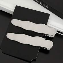 Minimalist Style Metallic Silver Wave Line Hair Clip Pair Geometric Rectangle Water Drop Duckbill Clip Bangs Clip New Metal Hair Accessories - Mì ăn liền - Xem 2