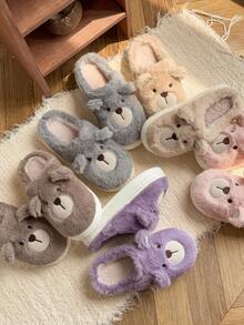 Damskie, jednokolorowe, swobodne, pluszowe kapcie wsuwane z futerkowym wykończeniem, wygodne, domowe ubranie na jesień/zimę