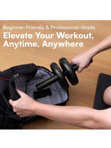 Ab Roller Wheel For Abs Workout - Abdominal Core Exercise Equipment With Extra Thick Knee Pad Mat - Dual Glide Wheels - Abs Roller Wheel Home Workout - Abs Exercise Equipment