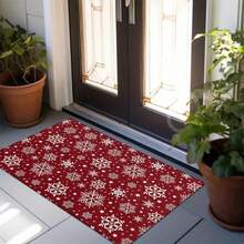 1pc 2D Flat Flannel 1 Piece Christmas Snowflake Welcome Doormat - Non-Slip, Machine Washable, Fade Resistant, Low Pile Polyester Rectangular Mat For Living Room, Bedroom, Kitchen, Laundry Room - Multicolor - View 9