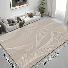 1pc Modern Minimalist Cream-Inspired Creative Abstract Geometric Line Area Rug, Super Soft Plush Faux Wool Contemporary Carpet, Machine Washable Mat, Suitable For Living Room, Bedroom, Bathroom And Entryway - Perfect For Christmas Decor, 700GSM, Indoor/Outdoor Use, Home Decor - Multicolor - View 12