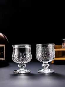 12/6/1pc Diamond/Butterfly Pattern 40ML Stemmed Glass Cup, Crystalline Transparent With Light Refraction, High-Aesthetic Mini One-Sip Tea Cup, Stemmed Design Prevents Overdrinking - Transparent - View 7