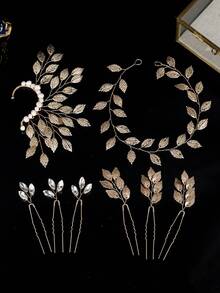 1 peça de tiara de folhas estilo boho, acessório de cabelo para noivas e madrinhas. - Multicolorido - Ver 8